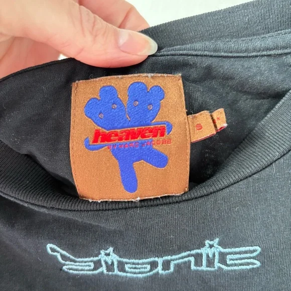 Heaven by Marc Jacobs Black Mesh Star Tee Shirt - Size Small - Y2K - Picture 4 of 8